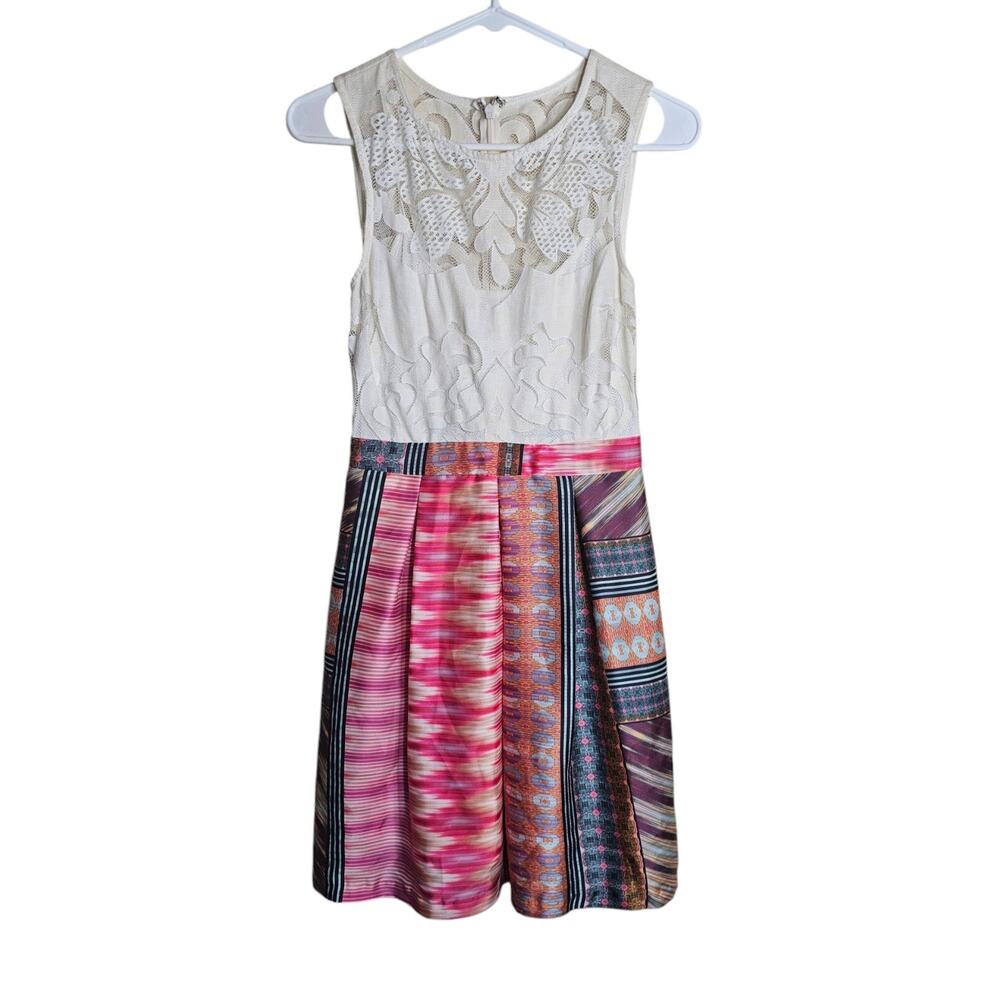 Weston Anthropologie Mismado Dress Size 0 Lace Colorful Patchwork